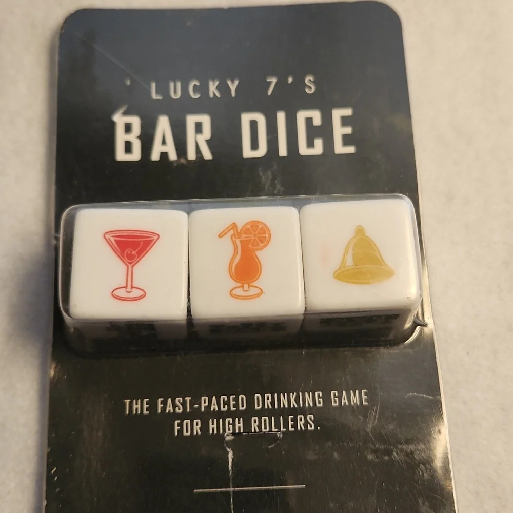 BAR DICE Lucky Sevens drinking game for high rollers.